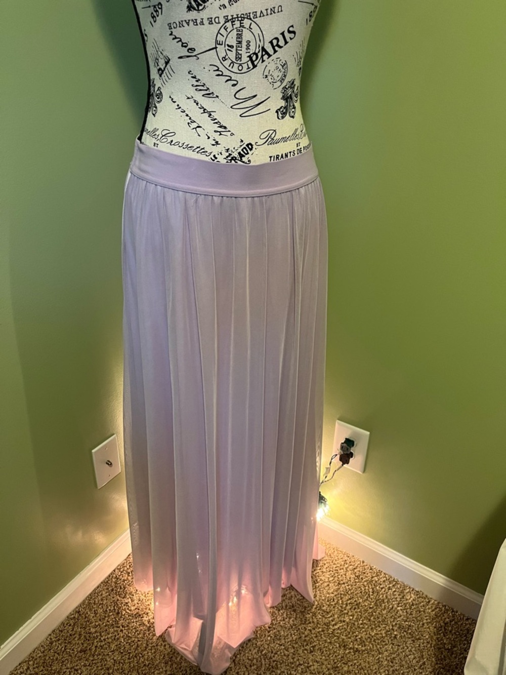 Cato Lavender Pleated Maxi Skirt with Elastic Waist